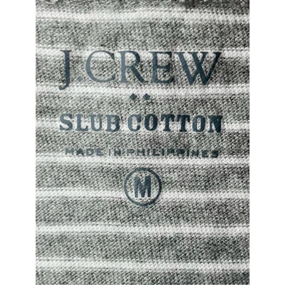 J Crew Slub Cotton Striped Polo in Grey/White Mens M